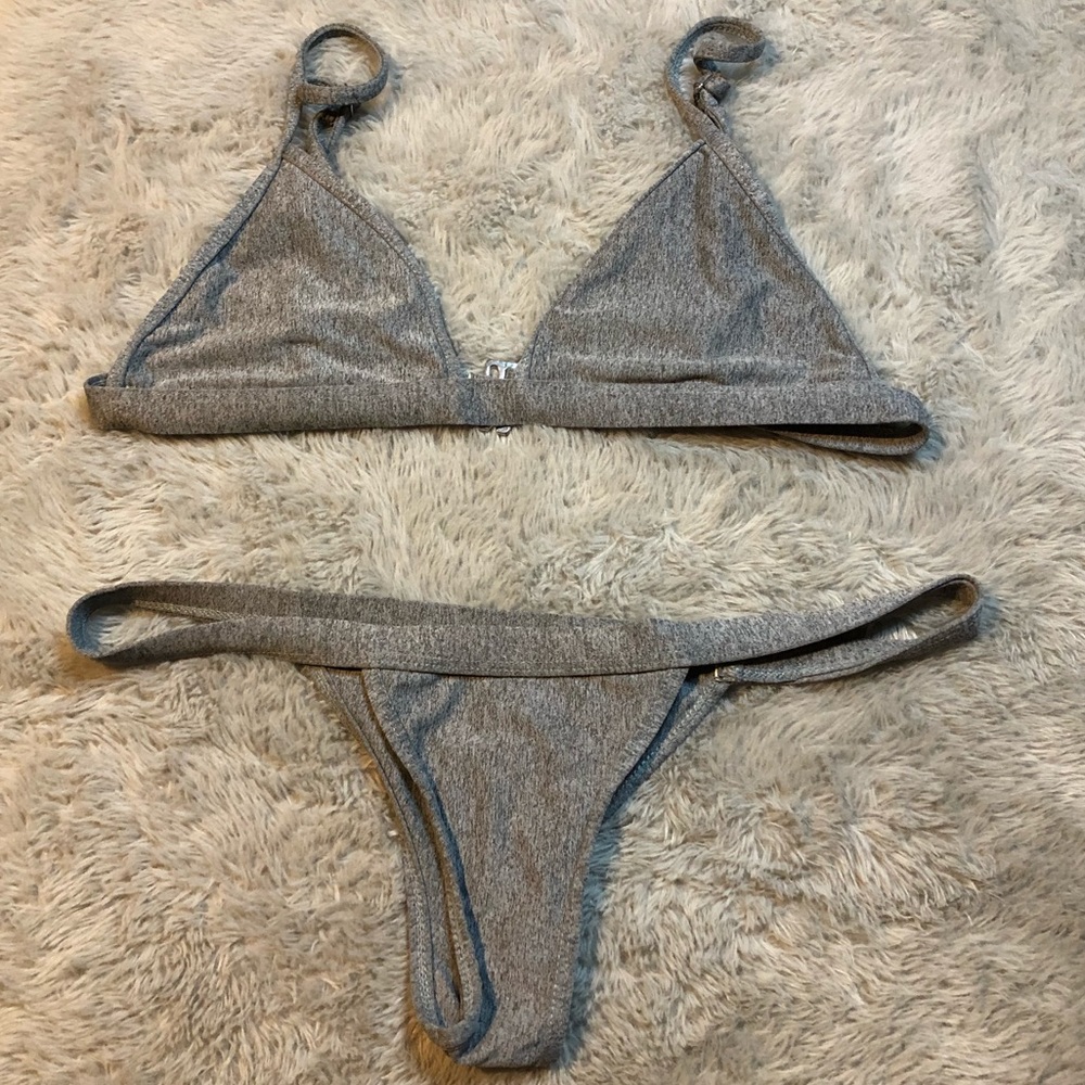 HOUSE OF AU+ORA Swimsuit BIKINI SET GREY CALI GROWN SIZE SMALL WOMEN CHIC